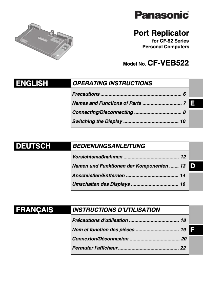 Page 1 de la notice Manuel utilisateur Panasonic CF-VEB522