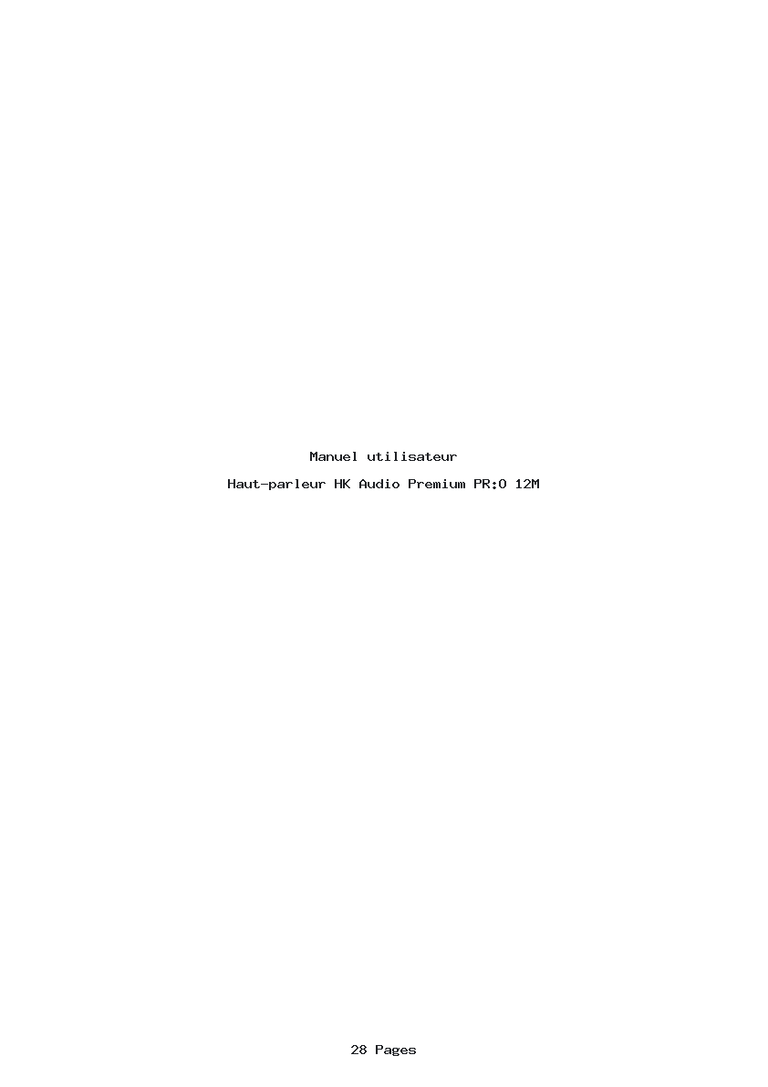 Page 1 de la notice Manuel utilisateur HK Audio Premium PR:O 12M