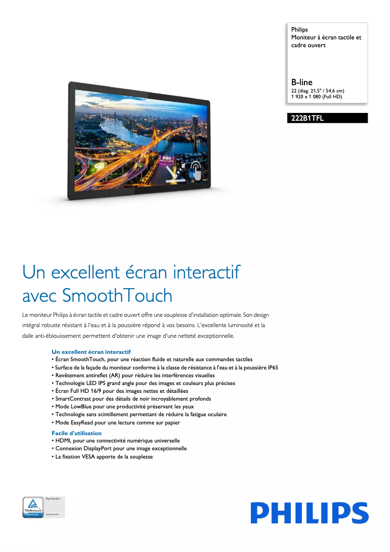 Page n°1 - Fiche technique Philips B Line 222B1TFL