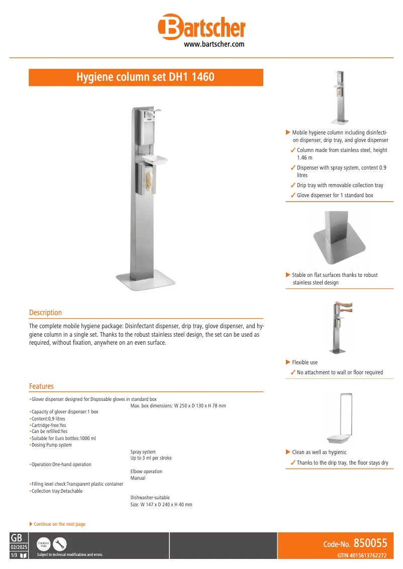Página 1 del manual Manual de usuario Bartscher DH1 1460