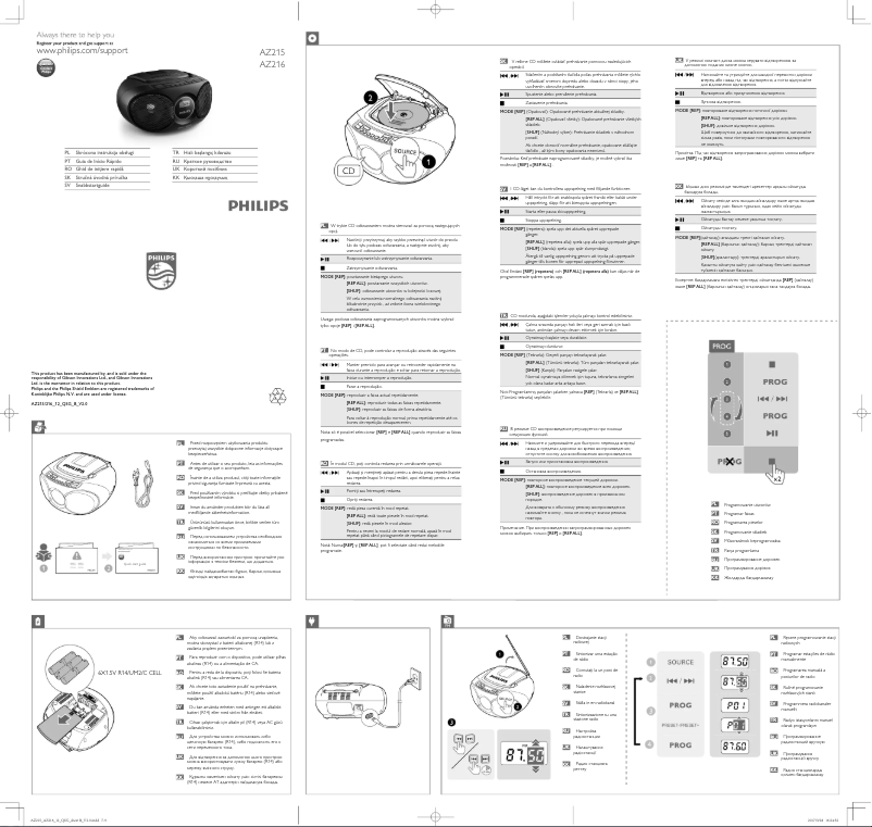 Page 1 de la notice Guide de démarrage rapide Philips AZ215N