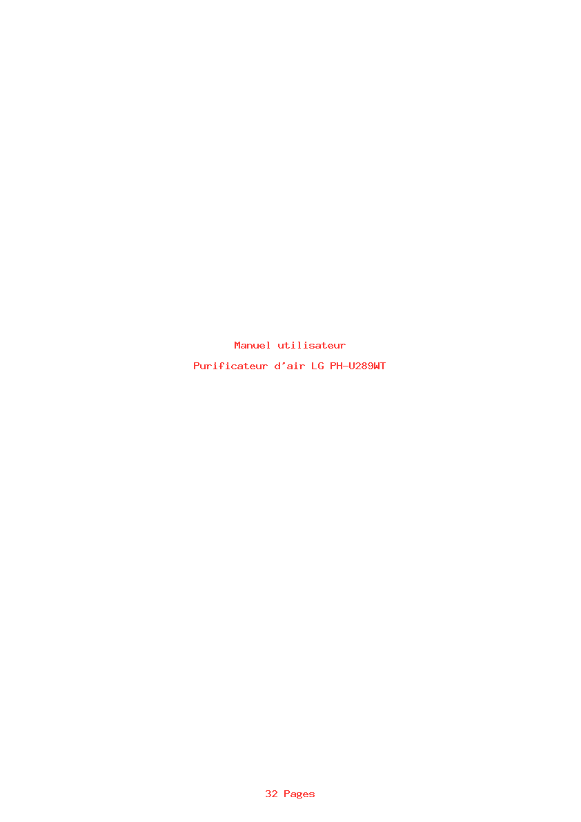 Page 1 de la notice Manuel utilisateur LG PH-U289WT