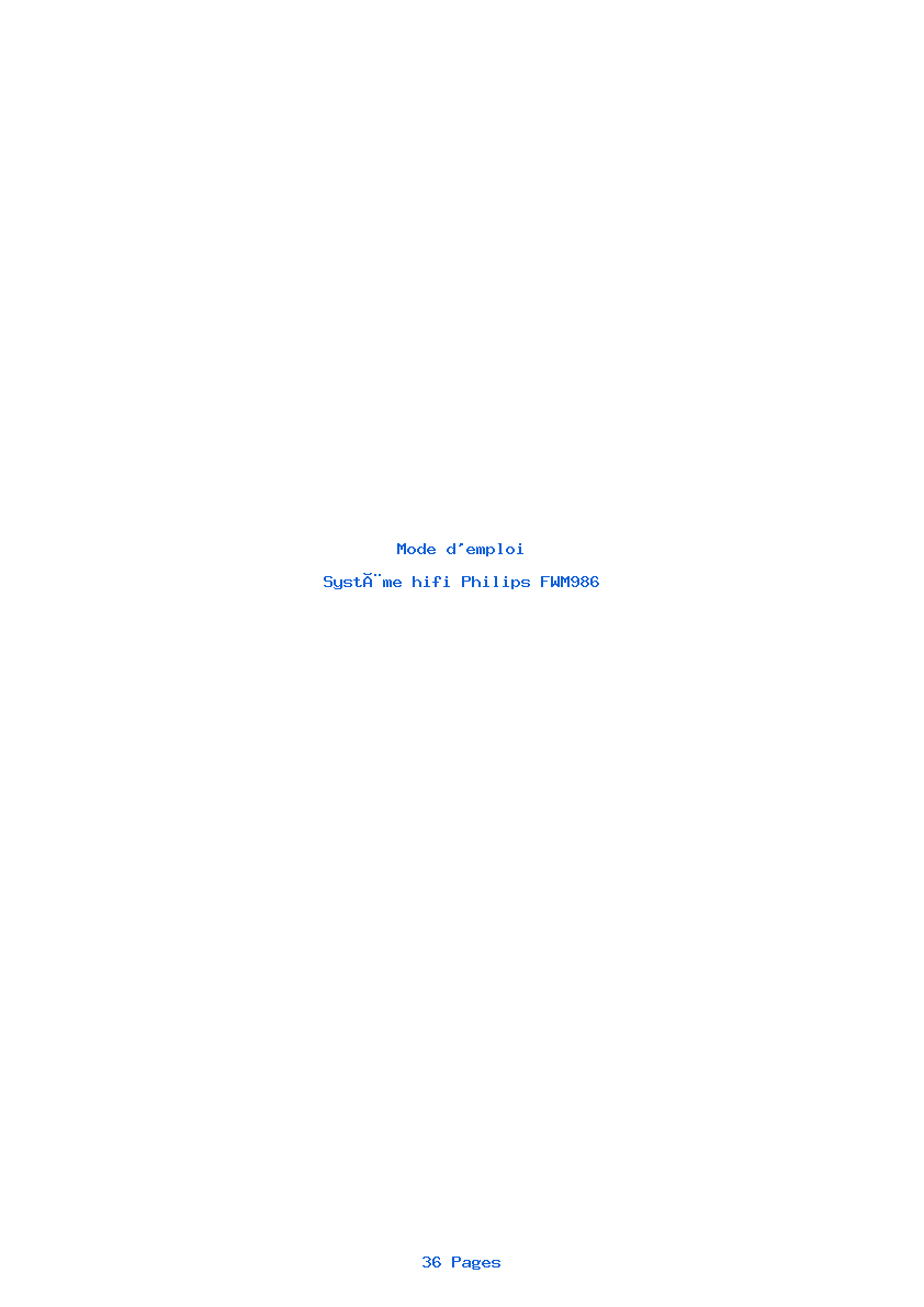 Page 1 de la notice Mode d'emploi Philips FWM986