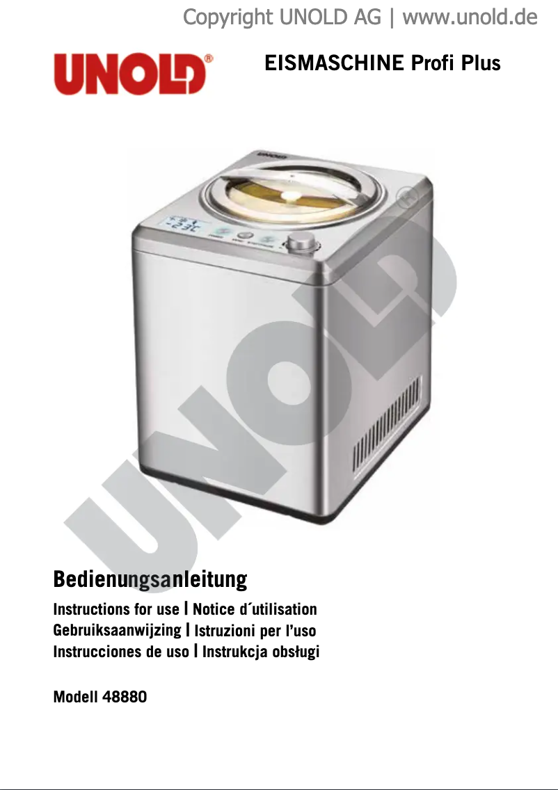 Page 1 de la notice Manuel utilisateur Unold Pro Plus 48880