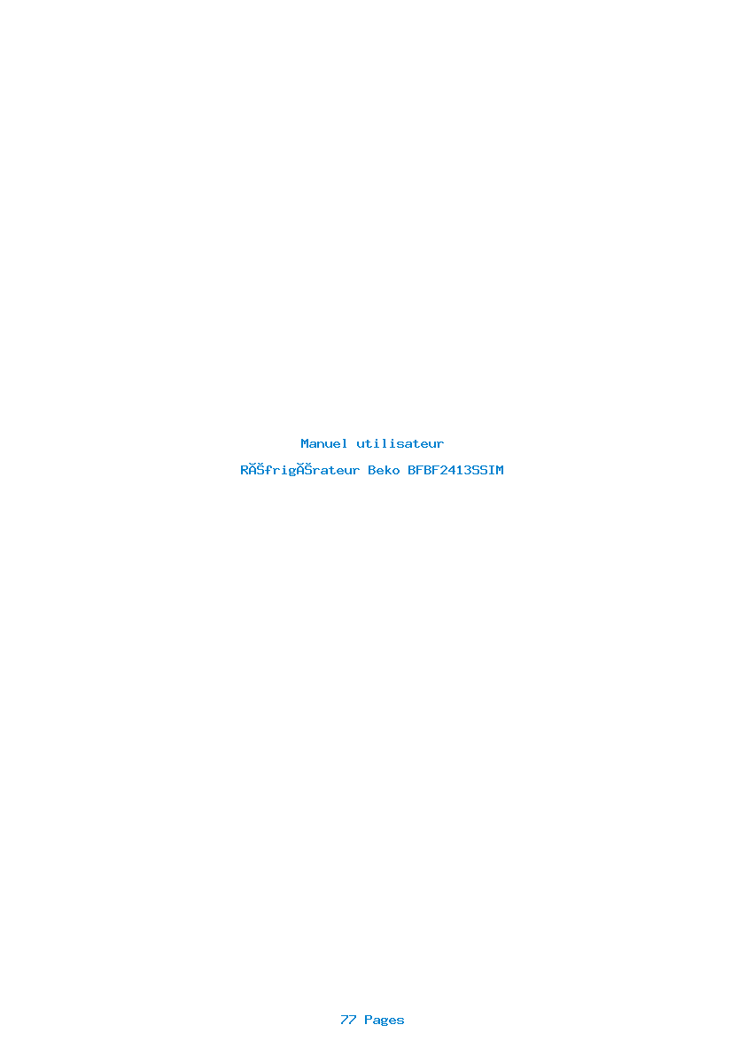 Page 1 de la notice Manuel utilisateur Beko BFBF2413SSIM