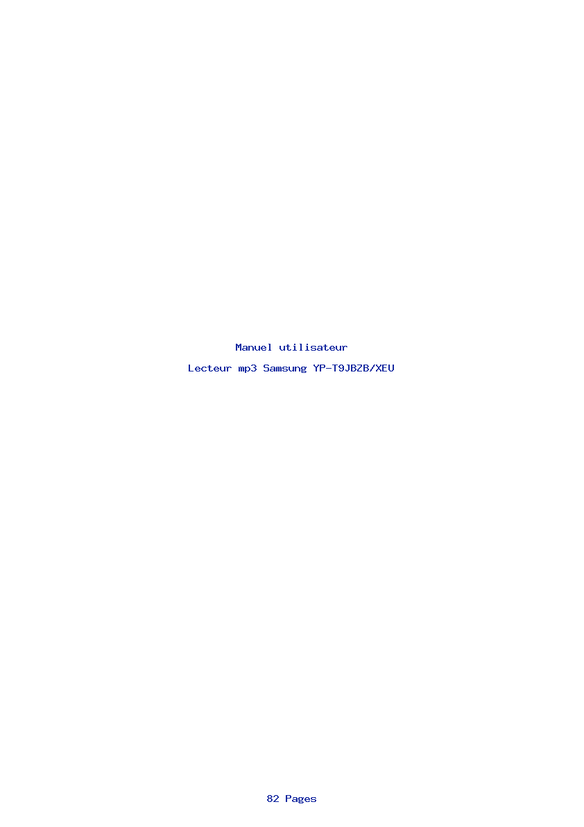 Page 1 de la notice Manuel utilisateur Samsung YP-T9JBZB/XEU