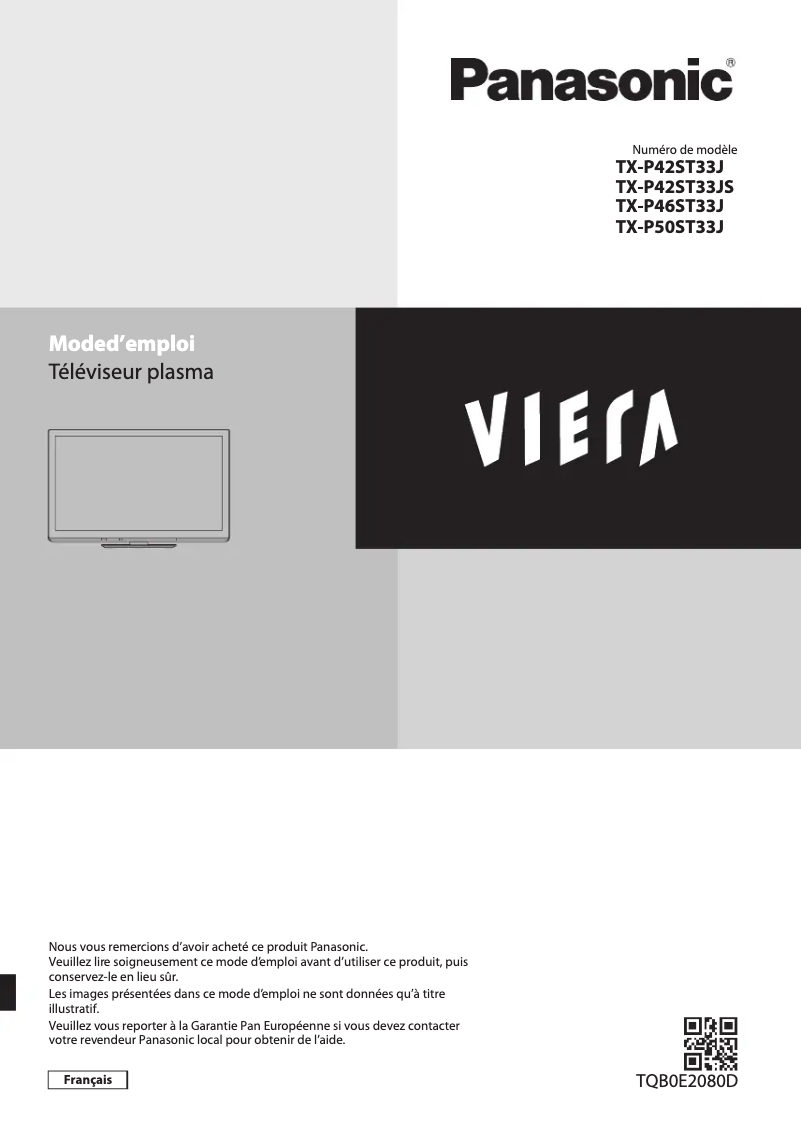Page 1 of the manual User Manual Panasonic Viera TX-P46ST33J