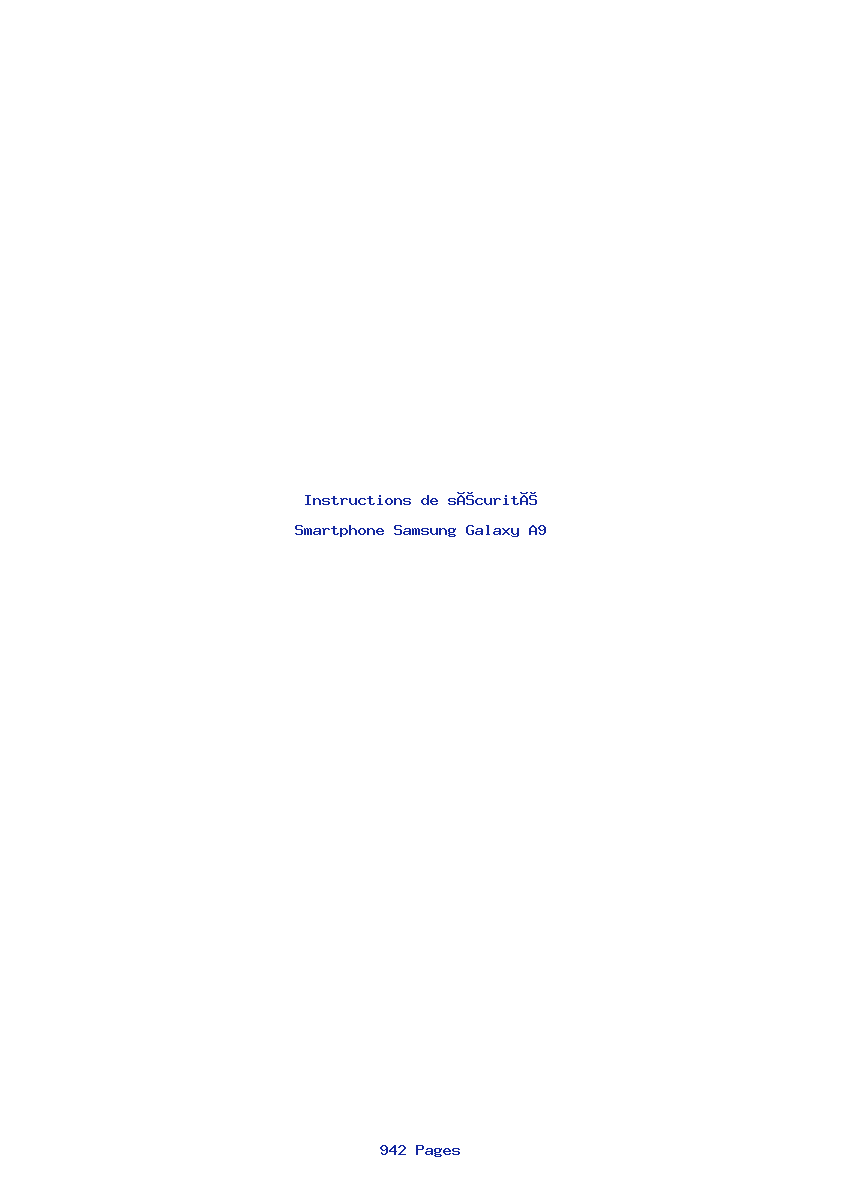 Page 1 de la notice Instructions de sécurité Samsung Galaxy A9