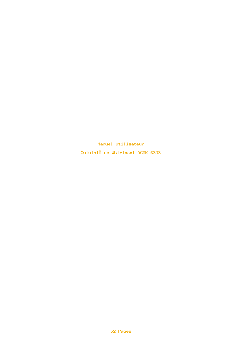 Page 1 de la notice Manuel utilisateur Whirlpool ACMK 6333