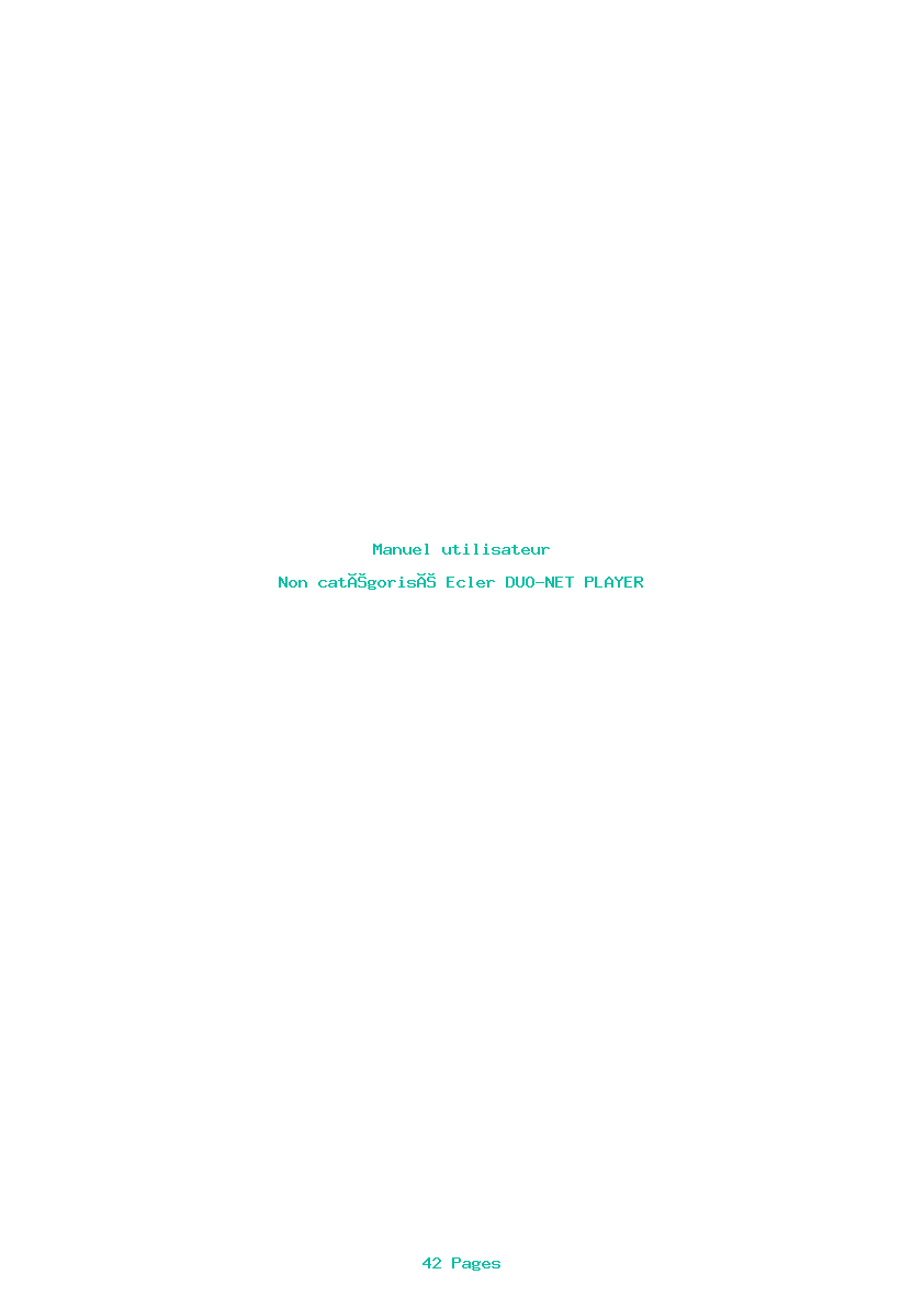 Page 1 de la notice Manuel utilisateur Ecler DUO-NET PLAYER