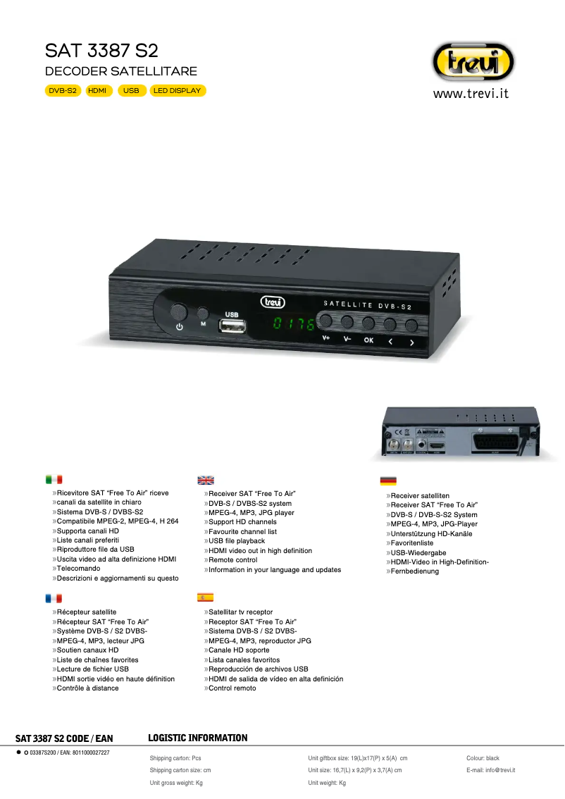 Page 1 de la notice Manuel utilisateur Trevi SAT 3387 S2