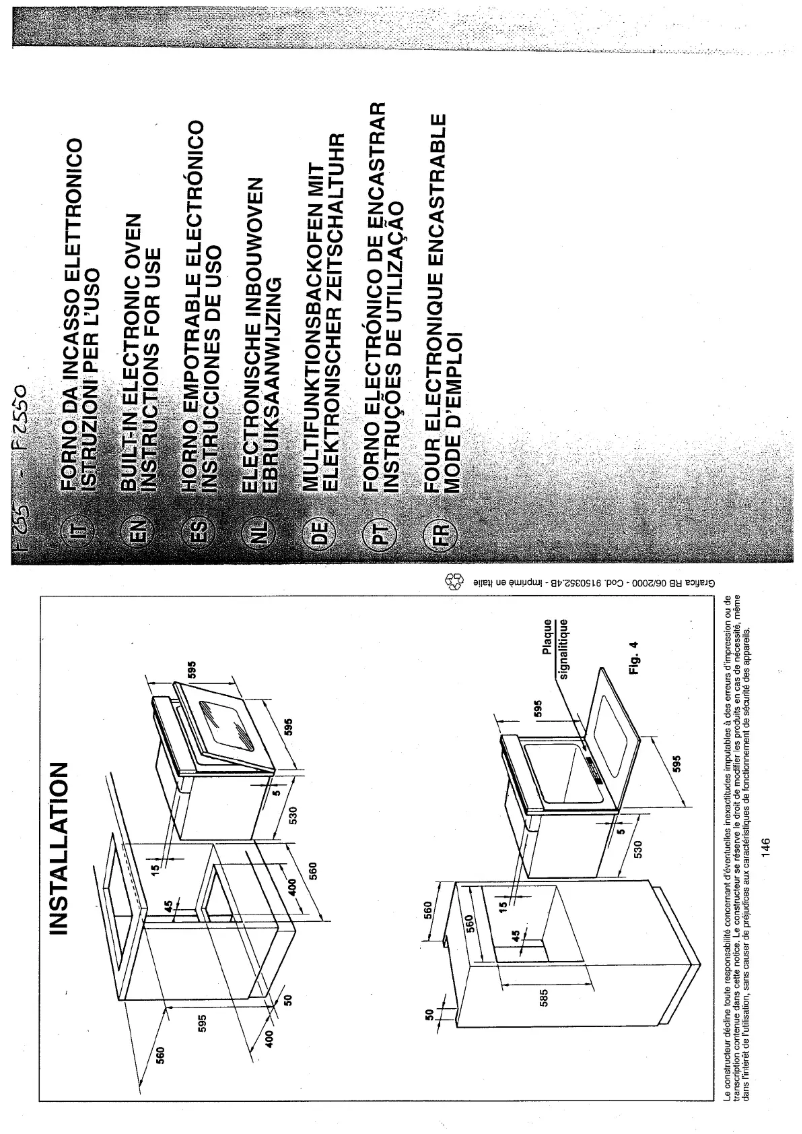 Page 1 de la notice Manuel utilisateur Candy F2550