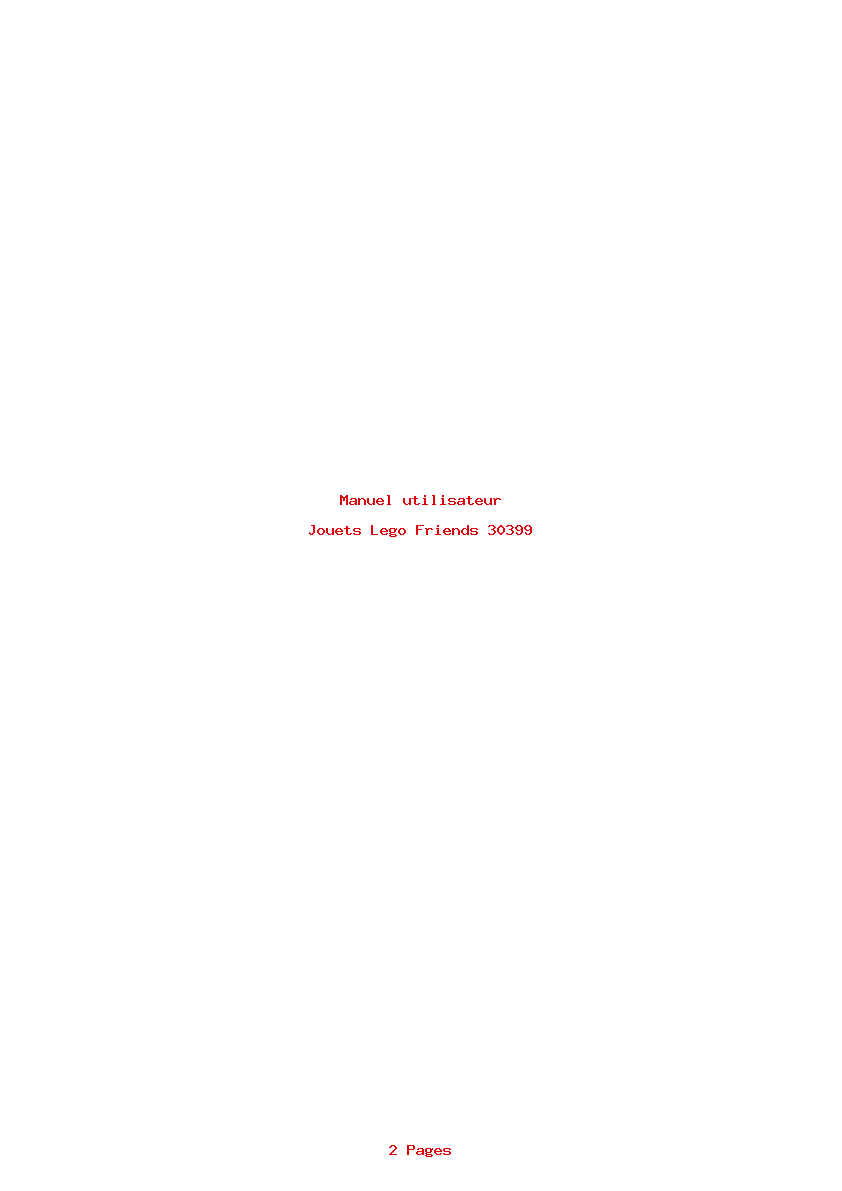Page 1 de la notice Manuel utilisateur Lego Friends 30399
