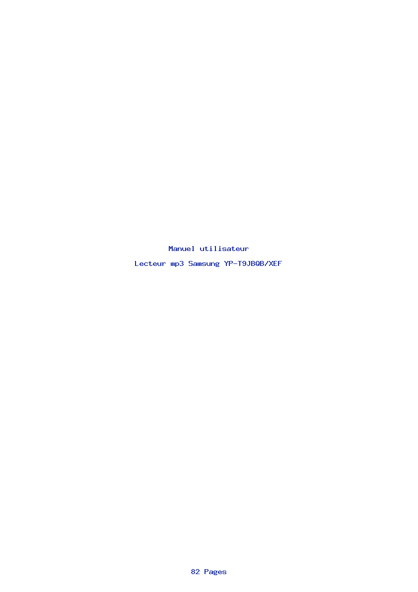Page 1 de la notice Manuel utilisateur Samsung YP-T9JBQB/XEF