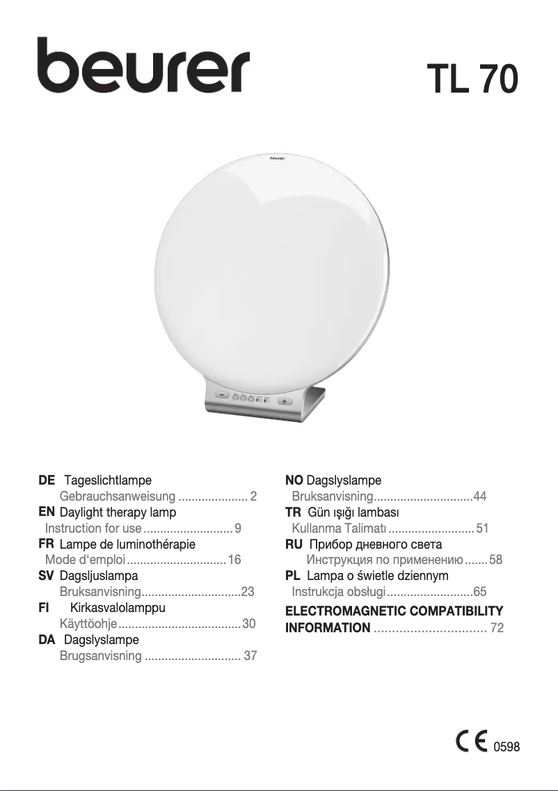 Page 1 de la notice Manuel utilisateur Beurer TL 70
