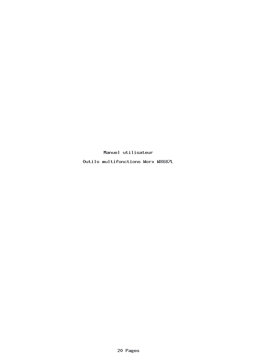 Page 1 de la notice Manuel utilisateur Worx WX687L