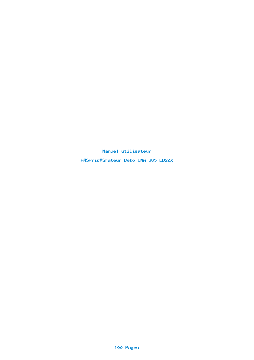 Page 1 de la notice Manuel utilisateur Beko CNA 365 ED2ZX