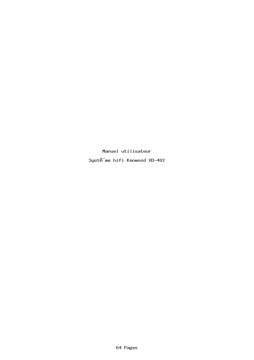 Page 1 de la notice Manuel utilisateur Kenwood XD-402
