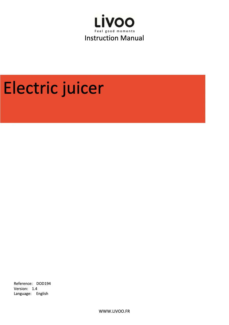 Page 1 de la notice Manuel utilisateur Livoo DOD194