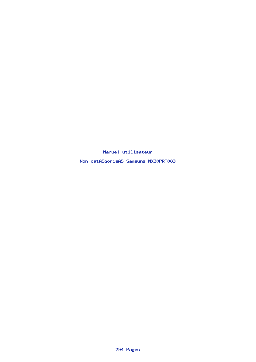 Page 1 de la notice Manuel utilisateur Samsung NX30PRT003
