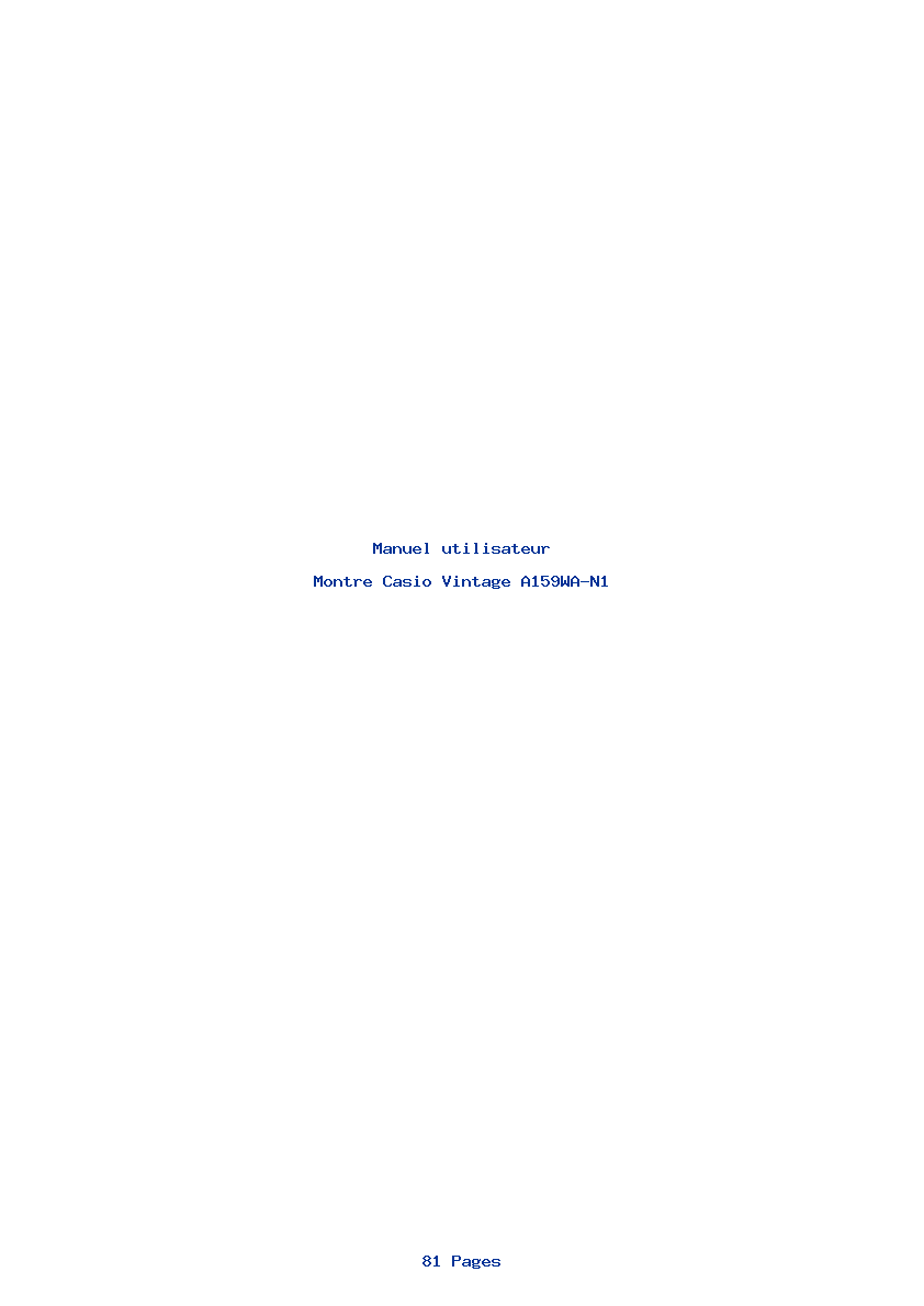 Page 1 de la notice Manuel utilisateur Casio Vintage A159WA-N1