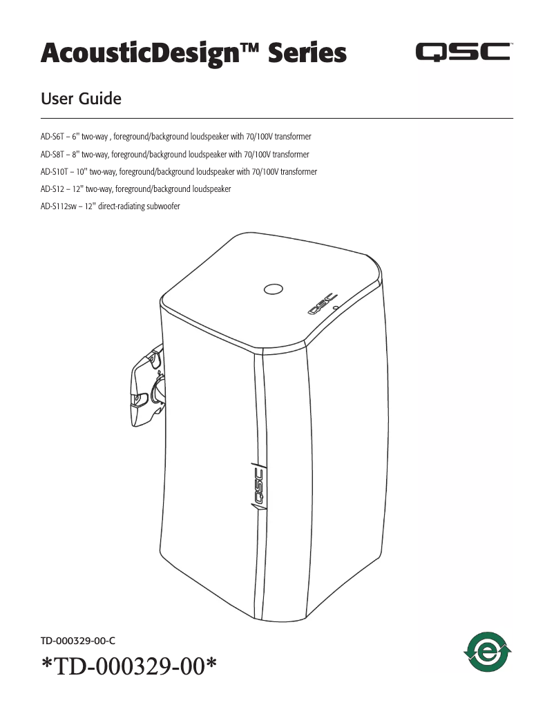 Page 1 de la notice Manuel utilisateur QSC AcousticDesign AD-S6T