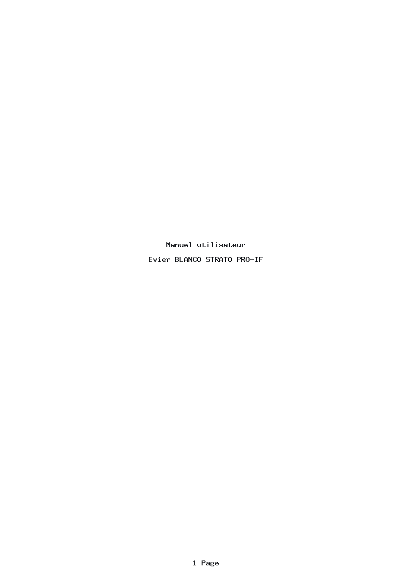 Page 1 de la notice Manuel utilisateur BLANCO STRATO PRO-IF
