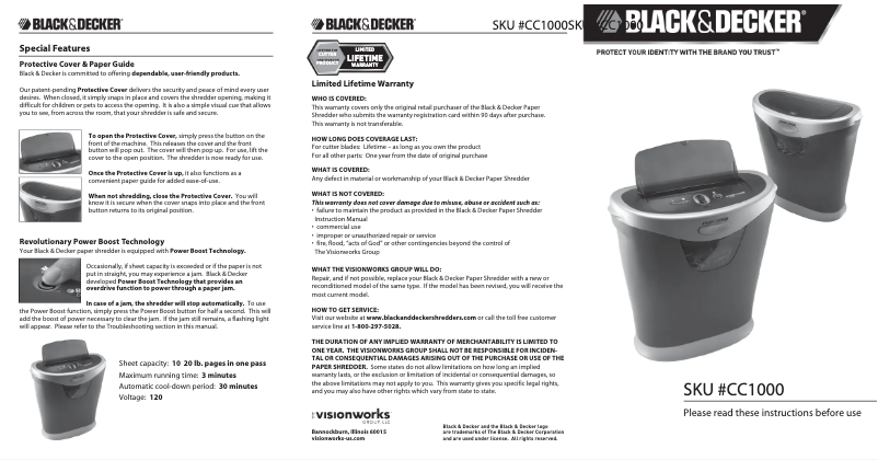 Page n°1 - Manuel utilisateur Black & Decker CC1000