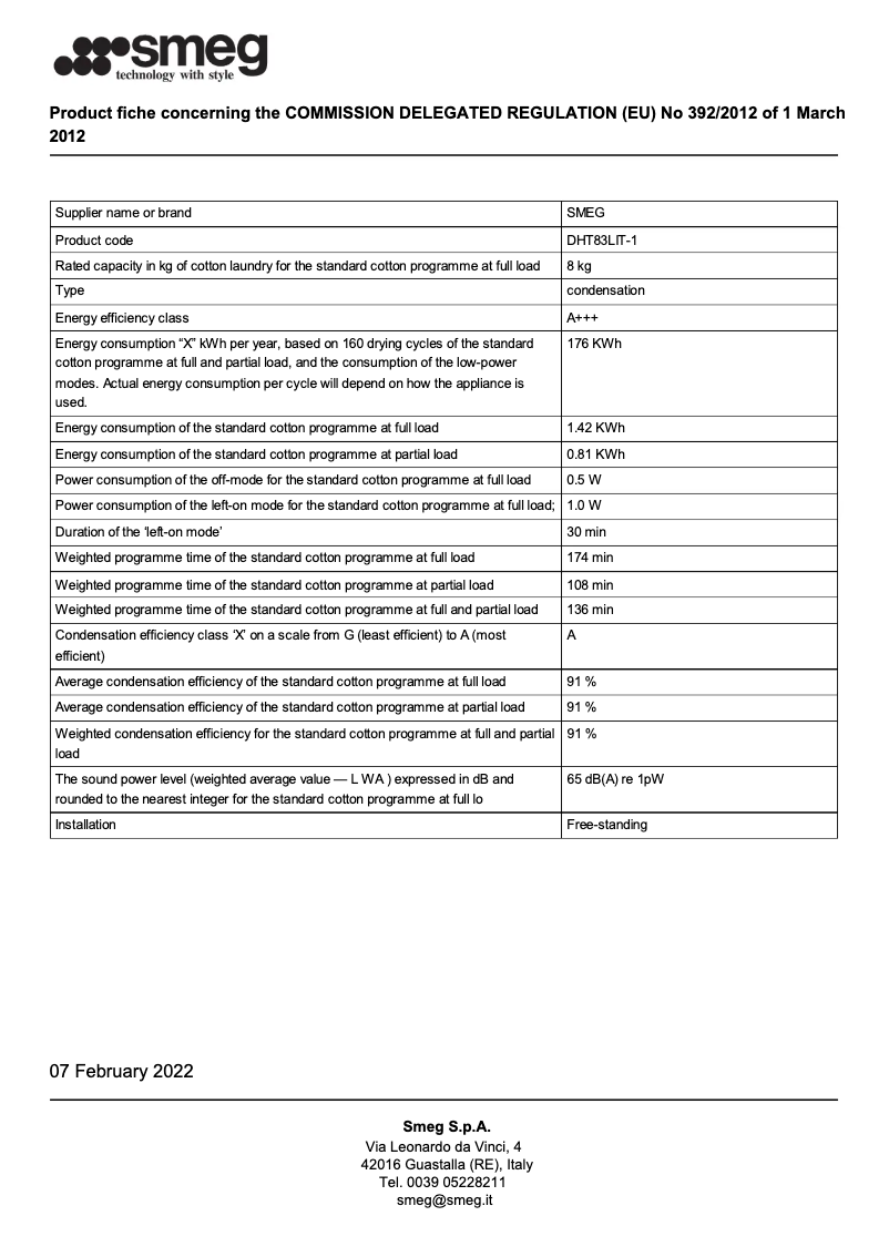 Página 1 del manual Folleto Smeg DHT83LIT-1