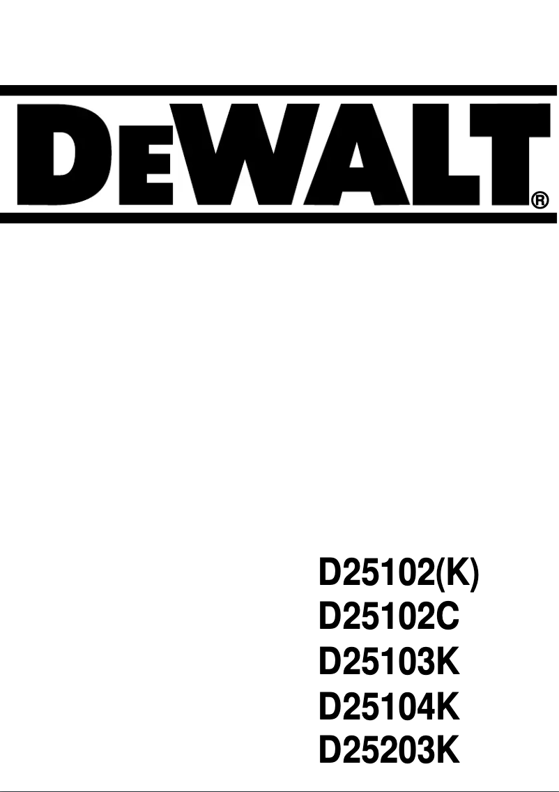 Page 1 de la notice Manuel utilisateur DeWalt D25104K