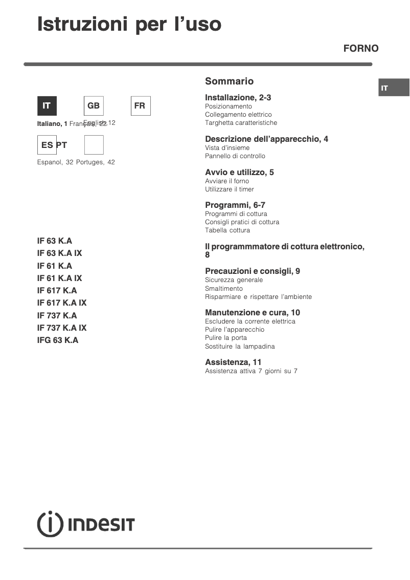 Página 1 del manual Manual de usuario Indesit IFG63 KA