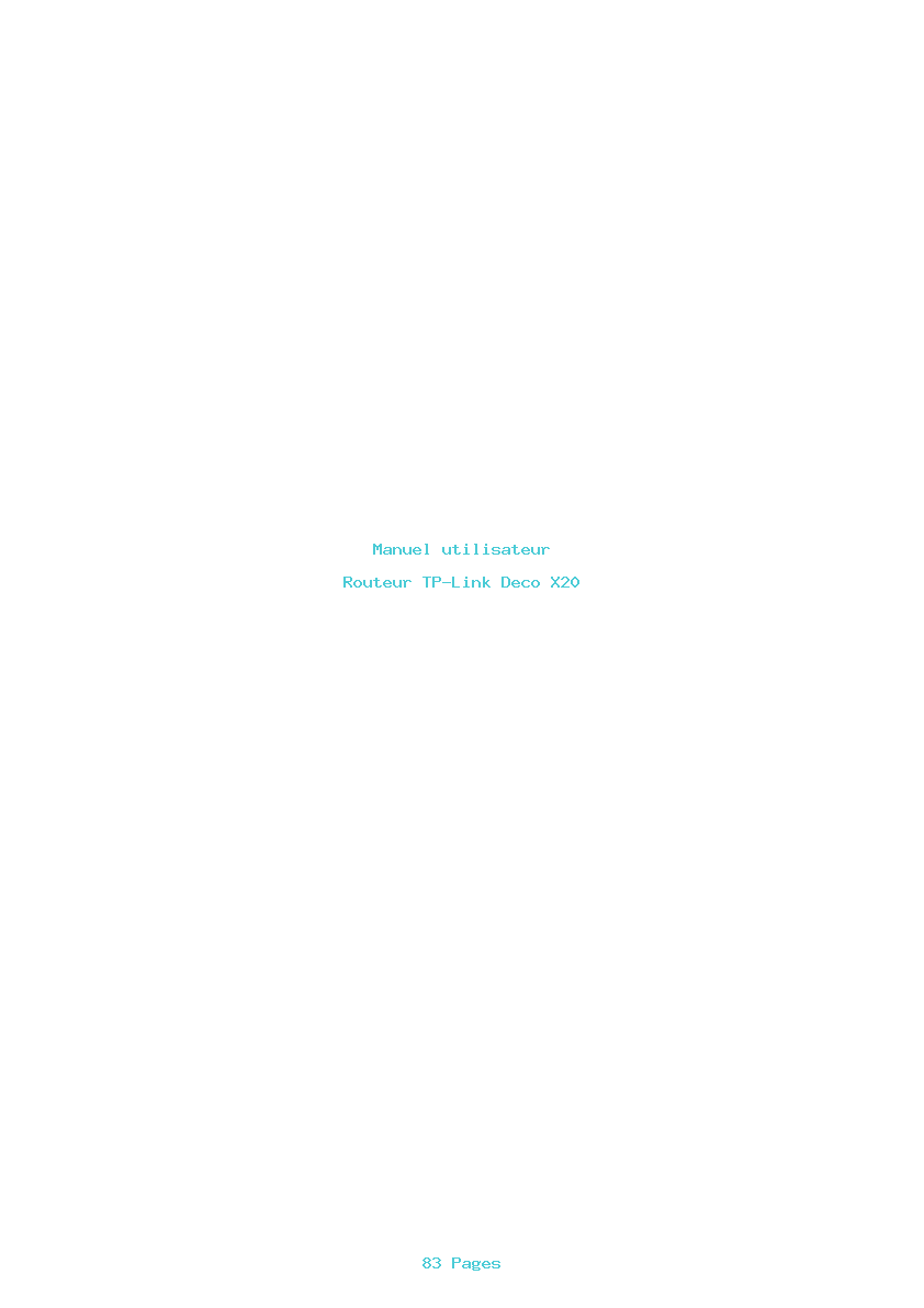 Page 1 de la notice Manuel utilisateur TP-Link Deco X20