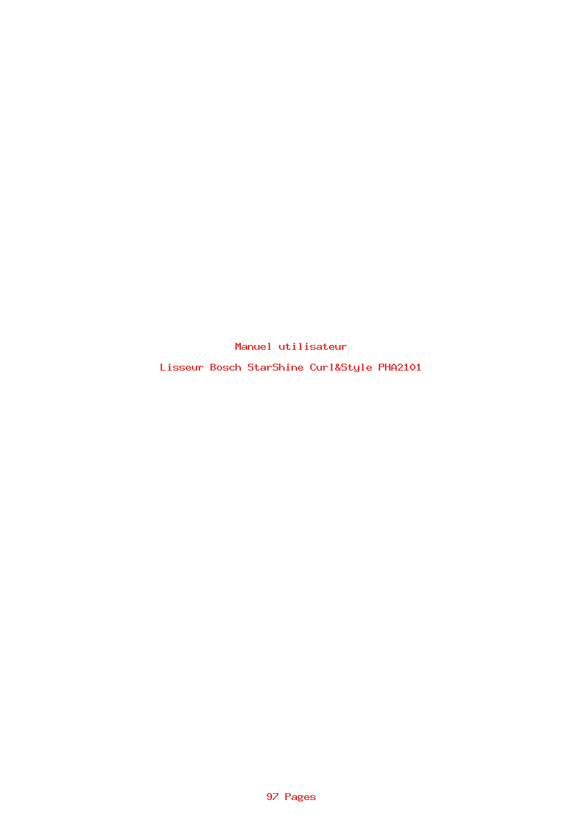 Page 1 de la notice Manuel utilisateur Bosch StarShine Curl&Style PHA2101