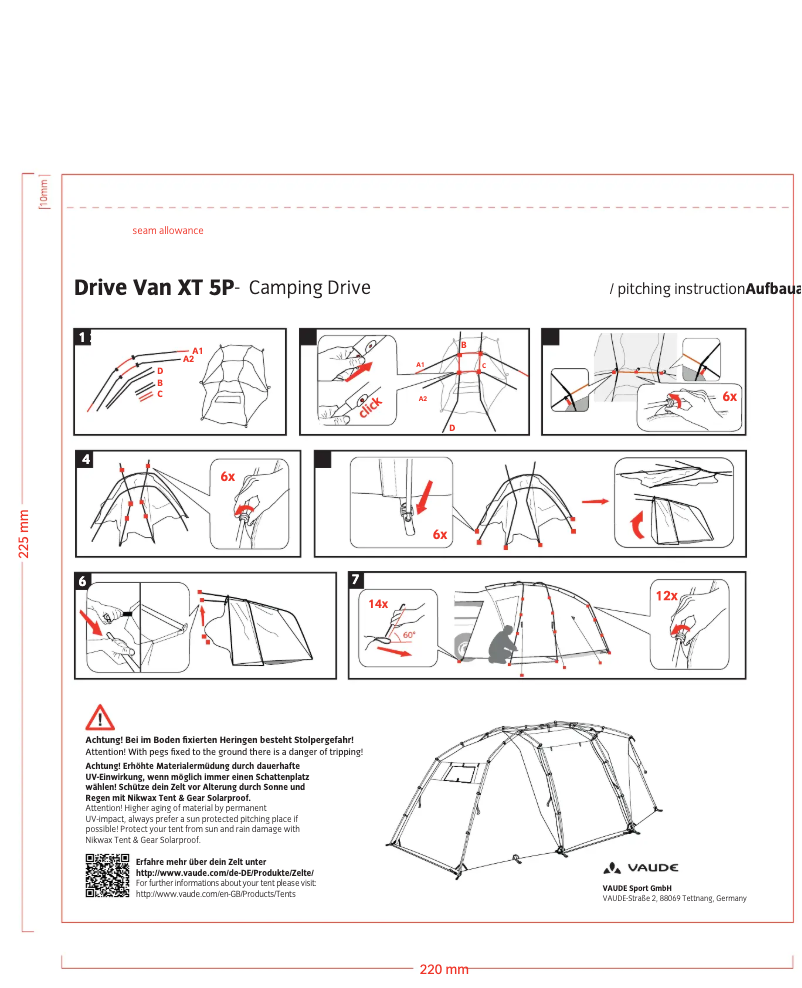 Page 1 de la notice Manuel utilisateur Vaude Drive Van XT 5P