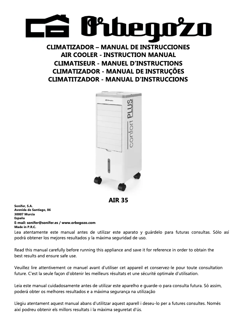 Página 1 del manual Manual de usuario Orbegozo AIR 35