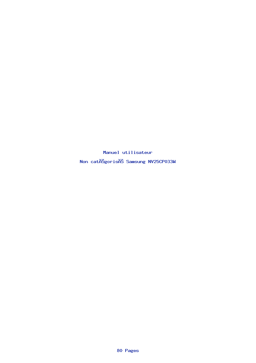 Page 1 de la notice Manuel utilisateur Samsung NV25CP033W