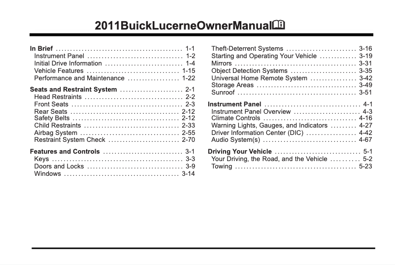 Page 1 de la notice Manuel utilisateur Buick Roadmaster (1996)