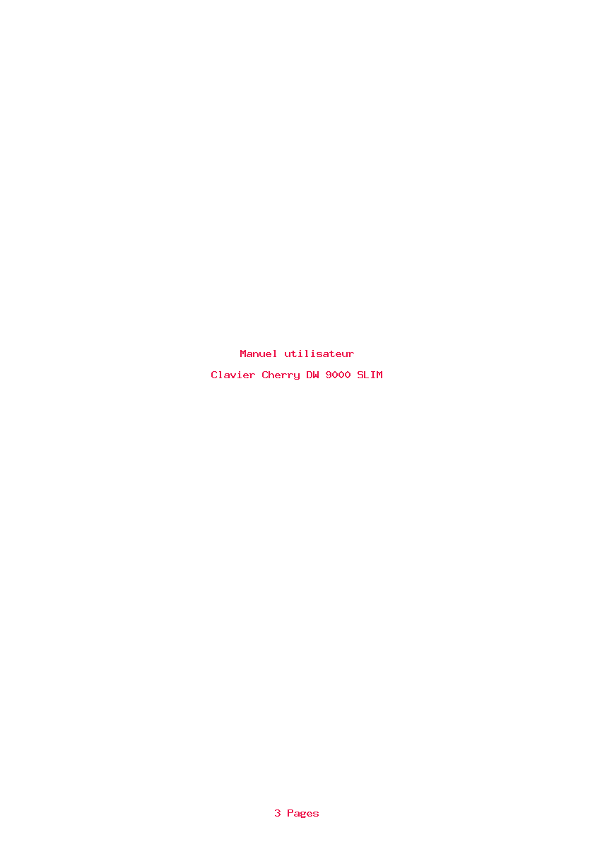 Page 1 de la notice Manuel utilisateur Cherry DW 9000 SLIM