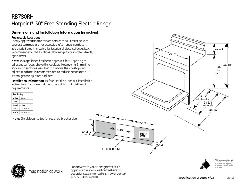 Page 1 of the manual Instructions / Assembly GE RB780RHSS