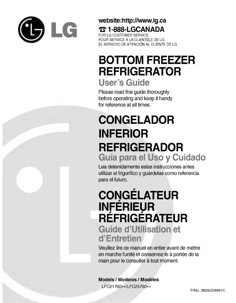 Page 1 de la notice Manuel utilisateur LG LFC25760ST