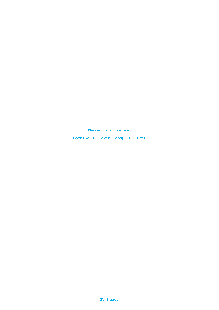 Page 1 de la notice Manuel utilisateur Candy CNE 108T