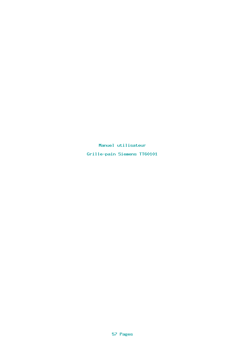 Page 1 de la notice Manuel utilisateur Siemens TT60101