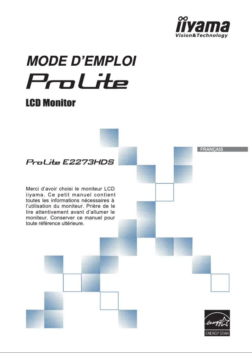 Page 1 of the manual User Manual Iiyama ProLite E2273HDS