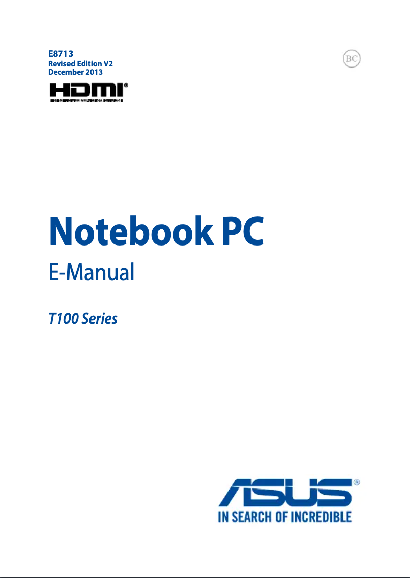 Page 1 de la notice Manuel utilisateur Asus H100TA-DK031H notebook
