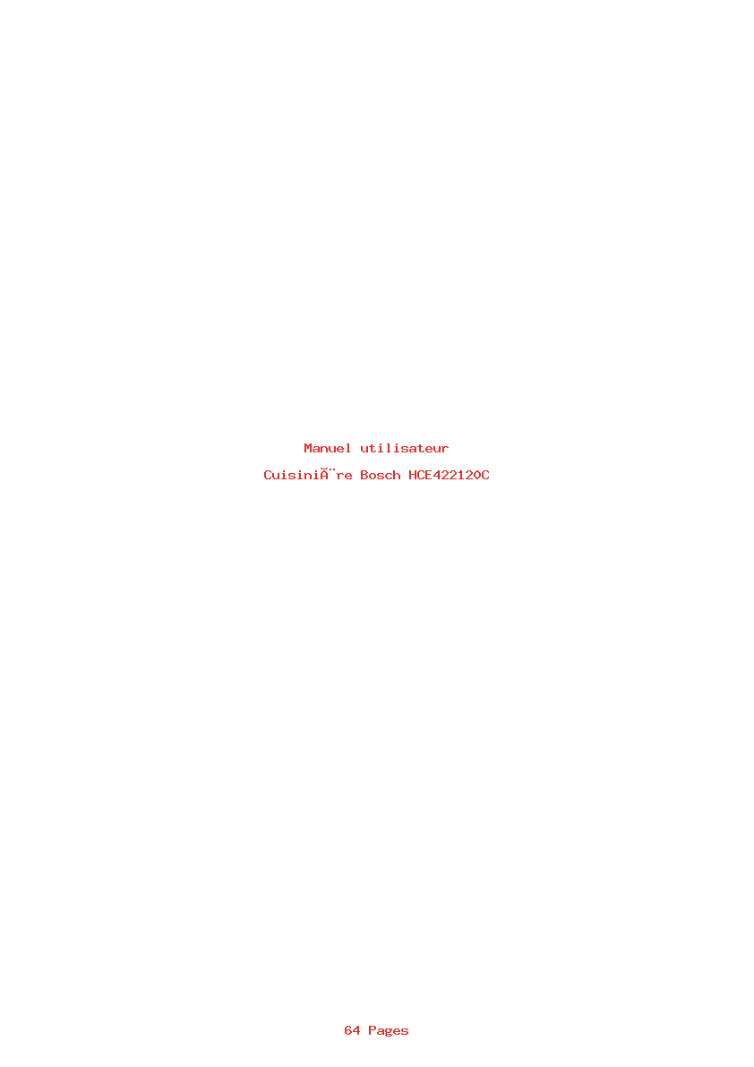 Page 1 de la notice Manuel utilisateur Bosch HCE422120C