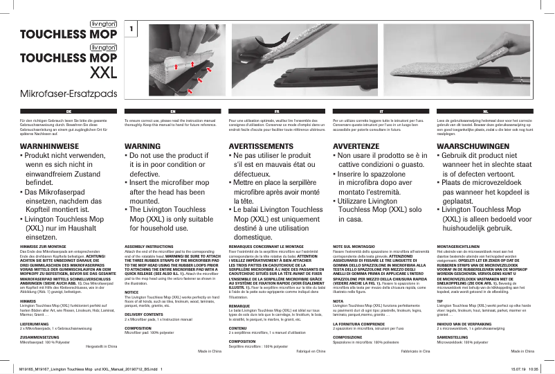 Página 1 del manual Manual de usuario Livington Touchless Mop XXL