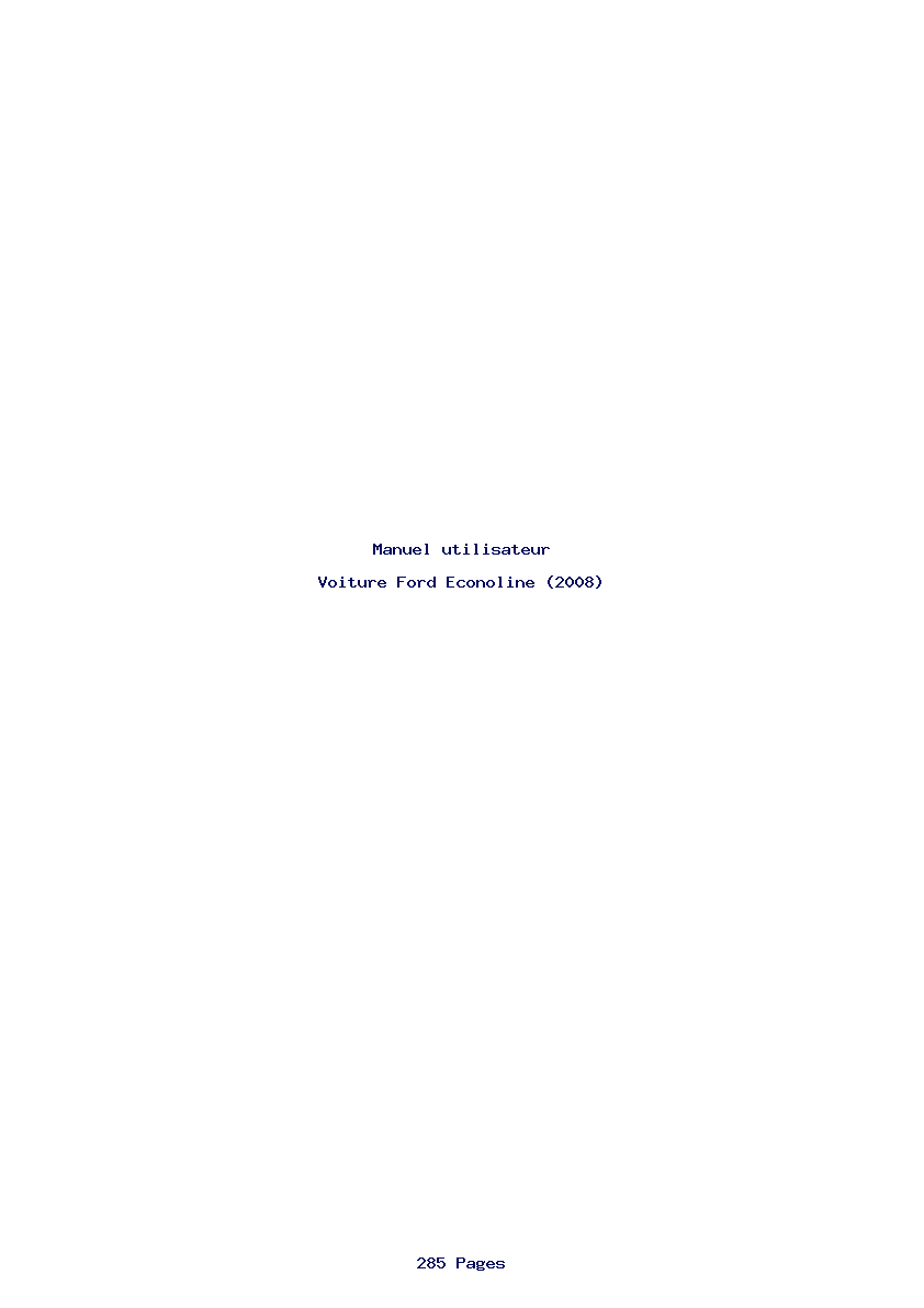 Page 1 de la notice Manuel utilisateur Ford Econoline (2008)