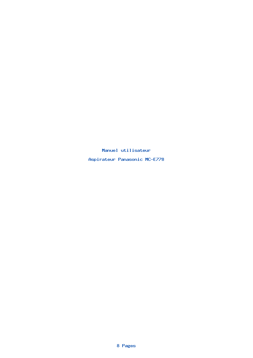 Page 1 de la notice Manuel utilisateur Panasonic MC-E778