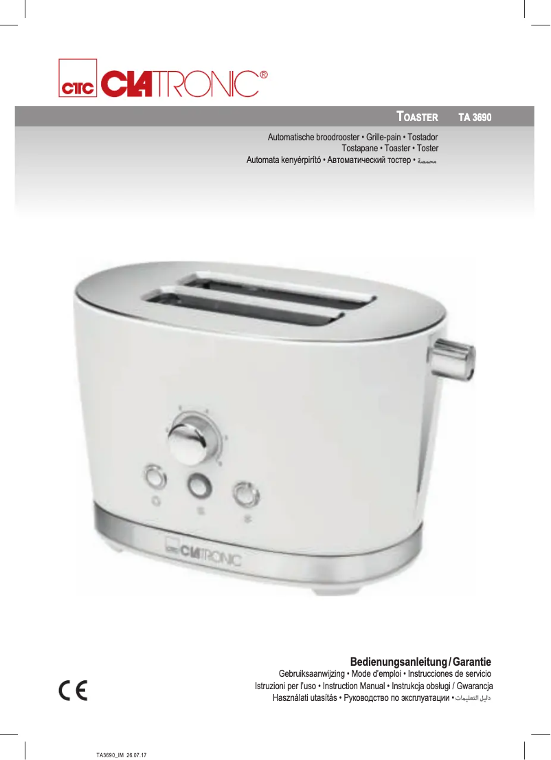Page 1 de la notice Manuel utilisateur Clatronic TA 3690