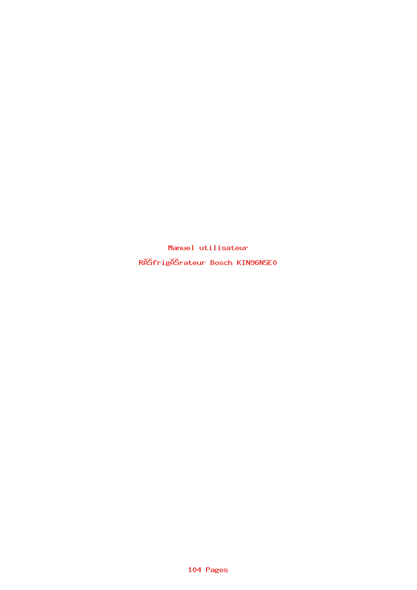 Page 1 de la notice Manuel utilisateur Bosch KIN96NSE0